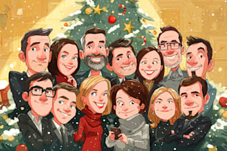 make cartoon caricature for gift, christmas card