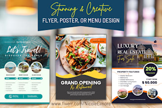 design a flyer, menu, brochure or poster graphic