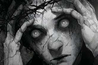 do awesome artwork for dark art, horror creepy illustration