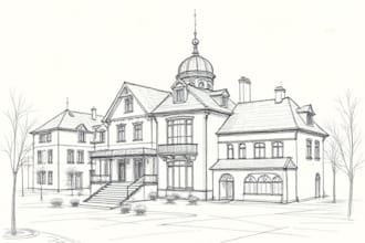 draw architectural sketches of buildings and houses