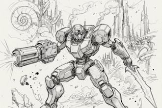 create transformer and concept art of futuristic mecha