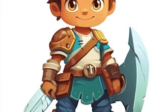 draw a 2d character design, 2d game character, concept