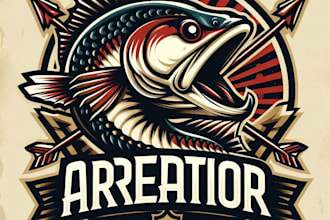 do create a vintage arowana predator fish mascot logo with t shirt design