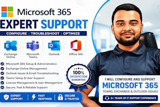 configure and support microsoft office 365,teams, exchange,outlook issues