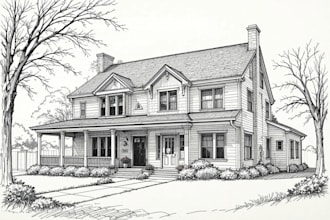 draw a sketch of a house portrait or building illustration