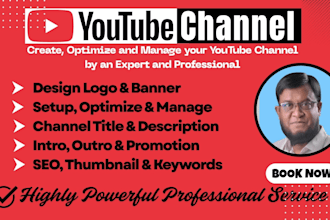 create setup and optimize your youtube channel with professional branding