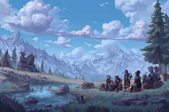 create a fantasy dnd party character illustration