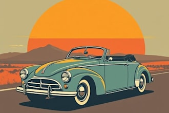 design vintage retro illustration for car clothing