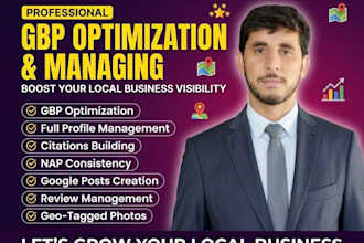 do gbp optimization, improve gbp ranking, manage monthly gmb posts and listing