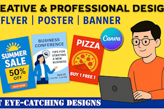 create poster, flyer, banner, social media poster in canva