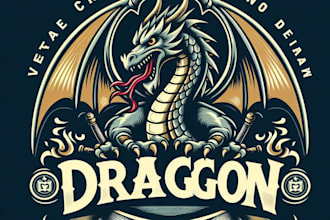 create a vintage dragon mascot logo with t shirt design
