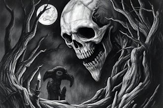 draw detailed illustration dark art