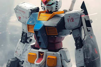 create retro mecha or scifi gundam art