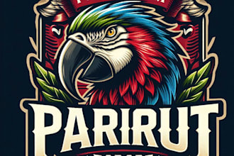 design premium vintage parrot esport mascot logo with t shirt design