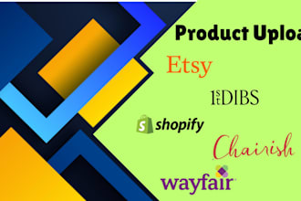 upload products on wayfair, shopify, etsy, 1stdibs, chairish,