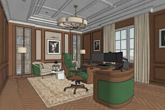 create a 3d model for any room in sketchup