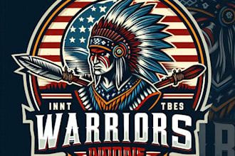 create a vintage warriors inland tribes mascot logo with t shirt design