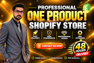 set up one product shopify store, one product store design, dropshipping store