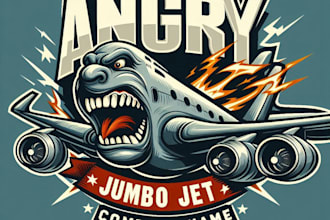 do custom vintage angry jumbo jet plane mascot logo with t shirt design