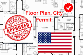 do architectural floor plan USA city permit stamp review mep draftsman blueprint