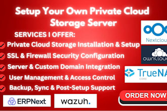 setup and configure your private cloud with nextcloud, owncloud, erpnext, wazuh