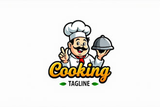 design outstanding chef cooking food mascot logo file in 12 hours