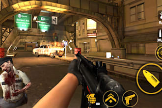 create survival shooting game, sniper game horror in unity