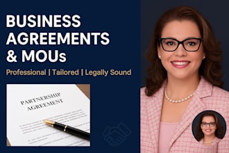 write partnership agreements, mous, and shareholder agreements professionally