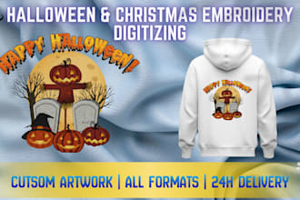 digitize halloween and christmas embroidery designs