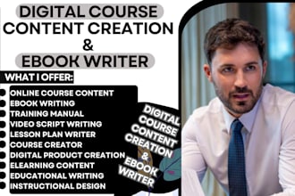 create ebook online course content, ppt, training manual, workbook, worksheet
