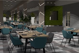 redesign 3d restaurant interior, , render coffee shop, remodel 3d grocery store