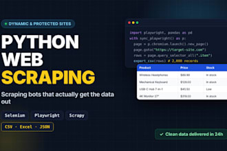 do web scraping, python web scraping, build scraping bots with selenium playwrig