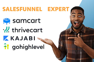 samcart sales funnel, thrivecart thrive architect, kajabi, simvoly, sales page