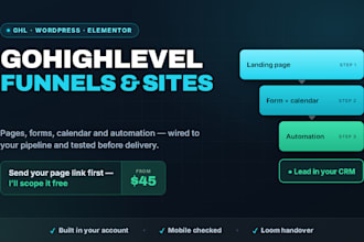 build gohighlevel website, ghl sales funnel, landing page in ghl or wordpress