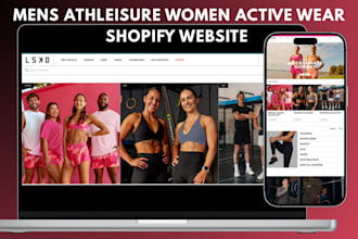 design sleek womens activewear shopify store and mens athleisure shopify website