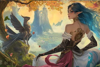 paint a character illustration in a fantasy world