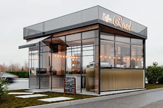 redesign 3d coffee shop, cozy lounge, cafe layout rendering,3d restaurant design