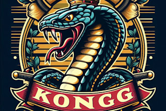 design high quality king cobra snake mascot logo with t shirt design