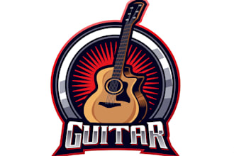 design an unique awesome guitar logo with express delivery