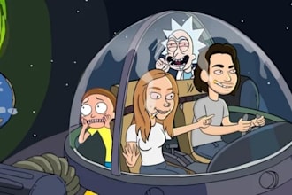 draw couple portrait rick and morty tv character  style