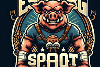 design high quality pig mascot logo with t shirt design