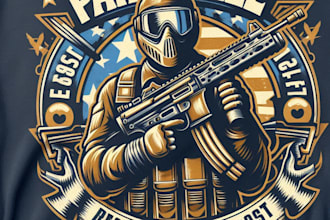 design high quality paintball mascot logo with t shirt design