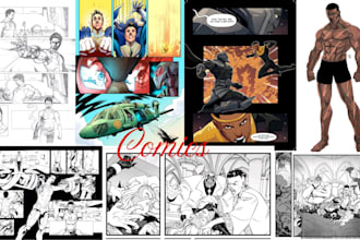 draw comic book cover design as comic artist, comic book page fanart, marvel dc