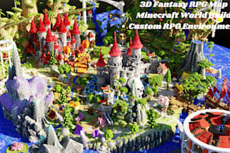 design 3d fantasy rpg maps, minecraft rpg world, custom builds, adventure map