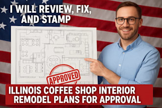 fix and stamp illinois coffee shop interior remodel plans for approval