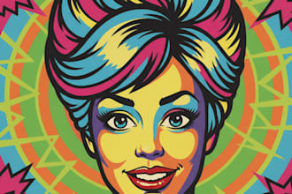 draw retro comic book, vintage poster illustration, retro pop art deco t shirt