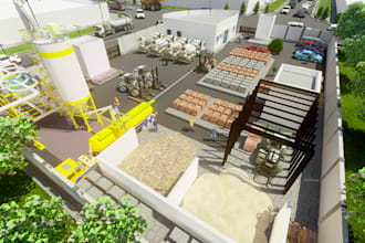 render 3d factory floor plan,virtual factory tour,resort park,equipment layout