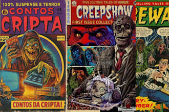 80s 70s retro vintage horror comic poster vhs poster pulp cover spooky dark ark