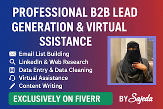 do data entry, data scrapping, b2b lead generation, web research, linkedin lead