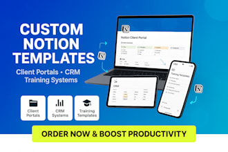 build custom notion templates, notion client portal, notion CRM, notion training